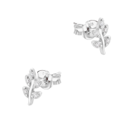 Crystal Leaf Silver Stud Earring STS-6568